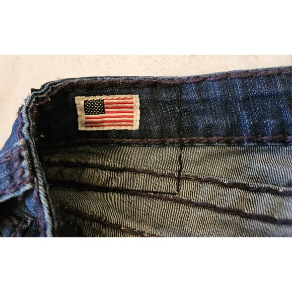 True Religion Julie Super T Jeans Womens 29 Dark Wash Thick Purple Stitch Y2K - Picture 15 of 15